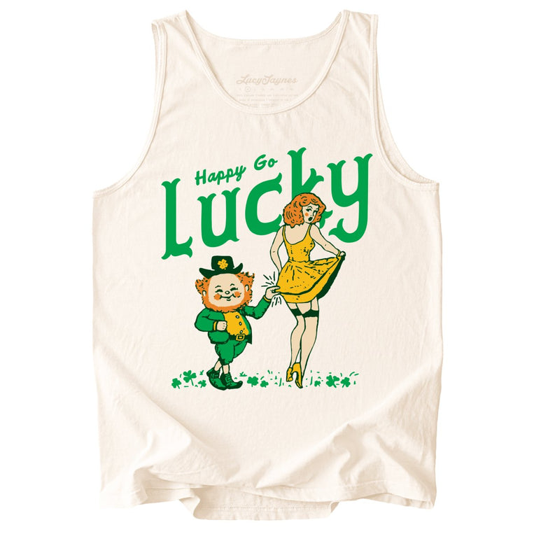 Happy Go Lucky Comfort Colors Graphic Tank Top