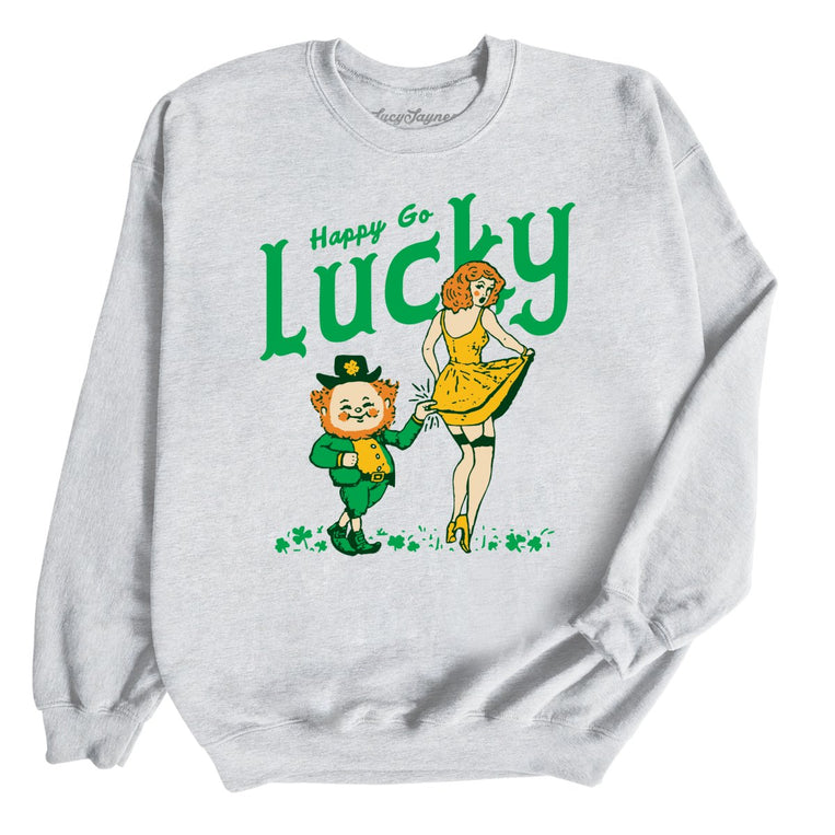 Happy Go Lucky Graphic Sweatshirt - Ash