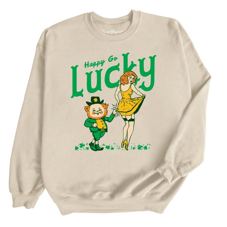 Happy Go Lucky Graphic Sweatshirt - Sand