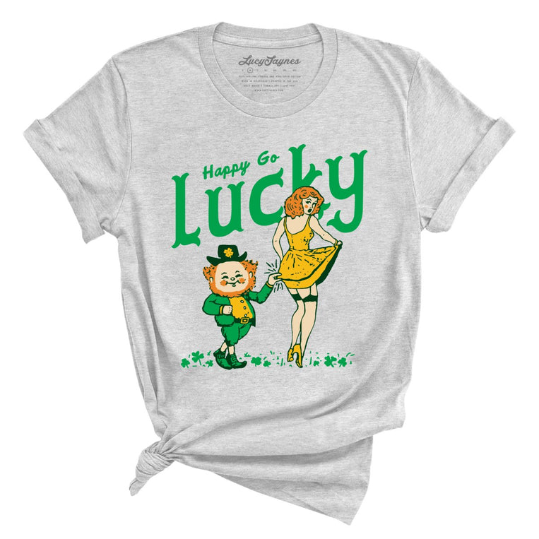 Happy Go Lucky Graphic Tee - Athletic Heather