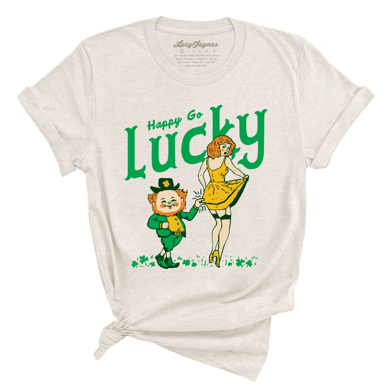 Happy Go Lucky Graphic Tee - Heather Dust