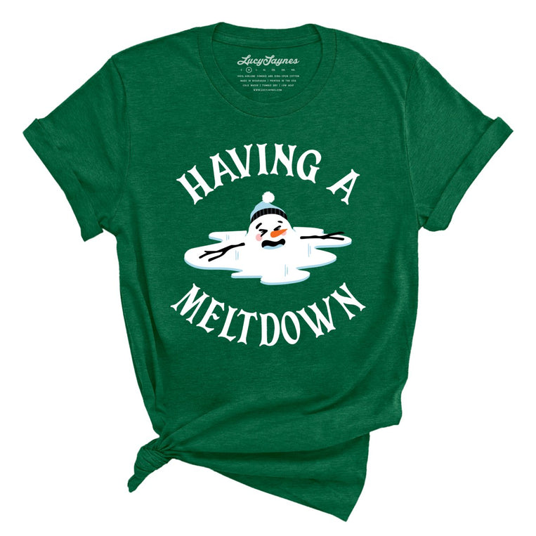 Having A Meltdown Graphic Tee - Heather Grass Green