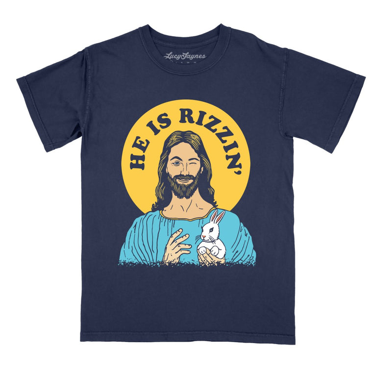 He Is Rizzin' Comfort Colors Graphic Tee - True Navy