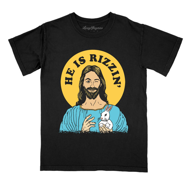 He Is Rizzin' Comfort Colors Graphic Tee - Black