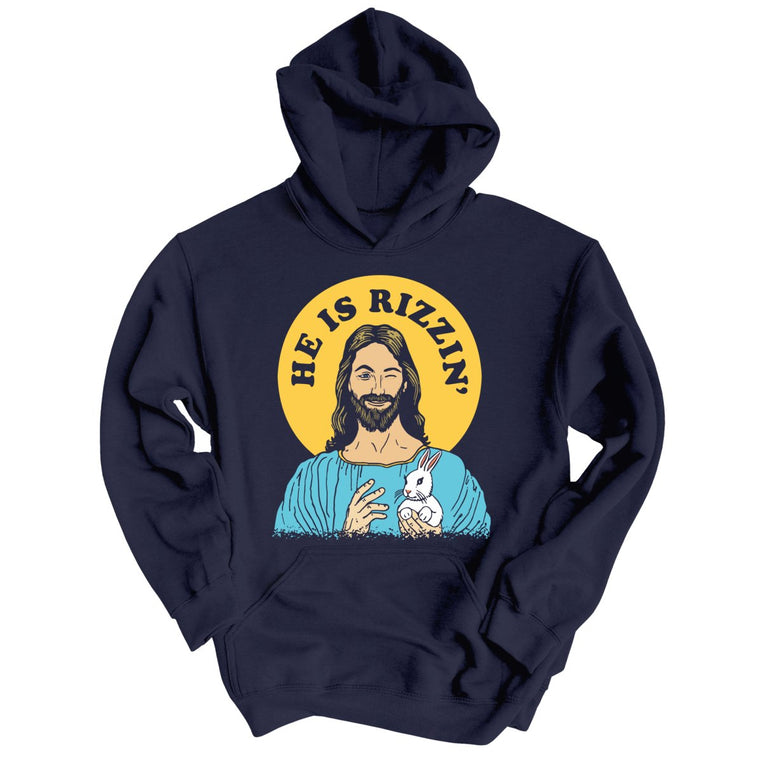 He Is Rizzin' Graphic Hoodie - Classic Navy