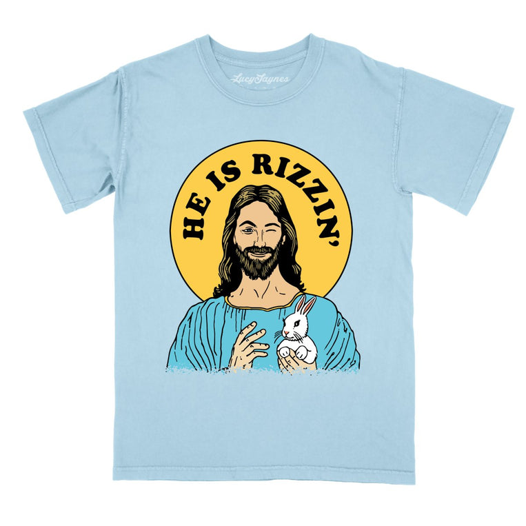 He Is Rizzin' Comfort Colors Graphic Tee - Chambray