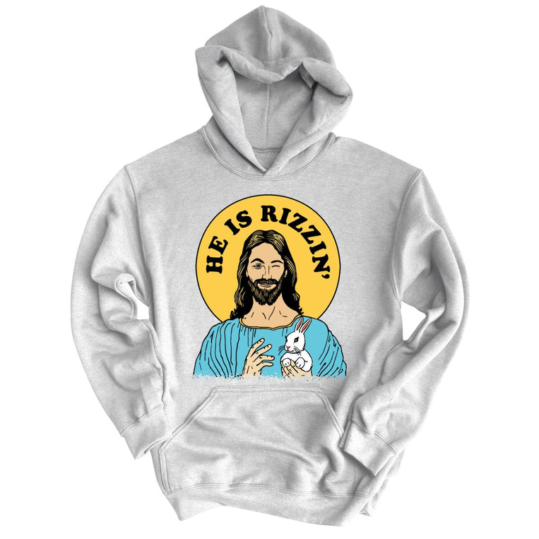 He Is Rizzin' Graphic Hoodie - Grey Heather
