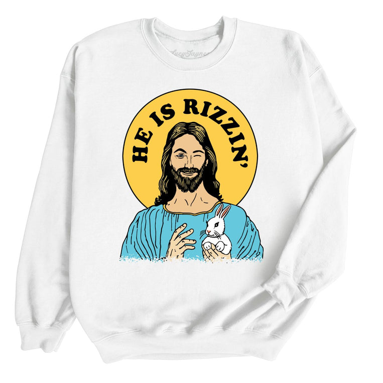 He Is Rizzin' Graphic Sweatshirt - White