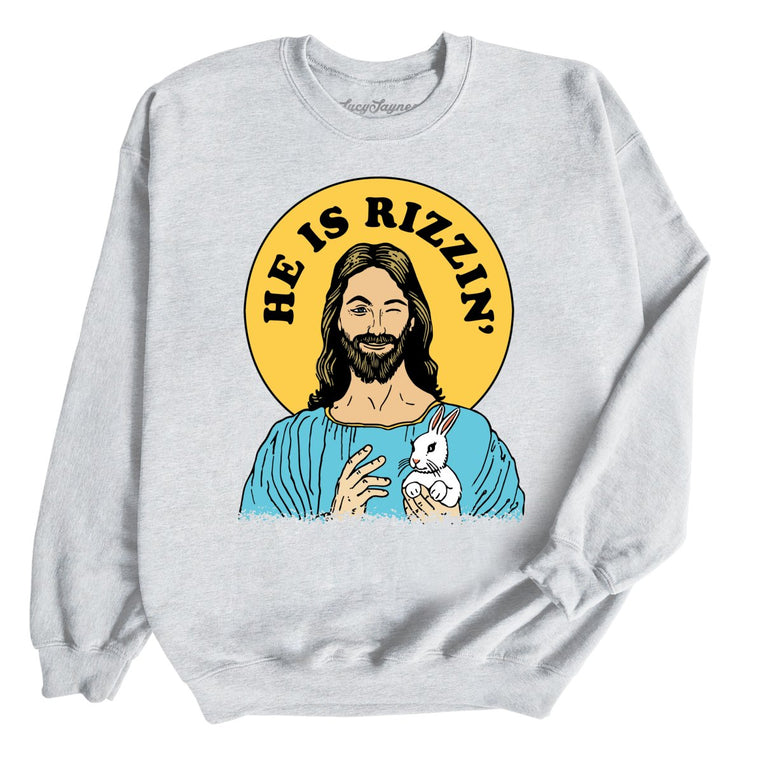 He Is Rizzin' Graphic Sweatshirt - Ash