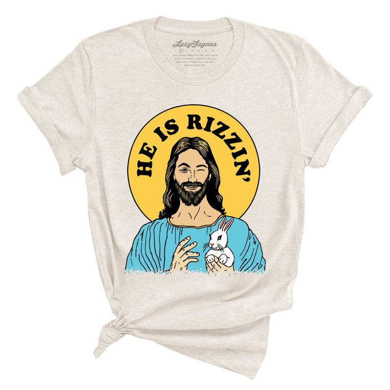 He Is Rizzin' Graphic Tee - Heather Dust