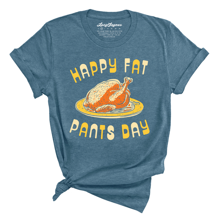 Happy Fat Pants Day Graphic Tee - Heather Deep Teal
