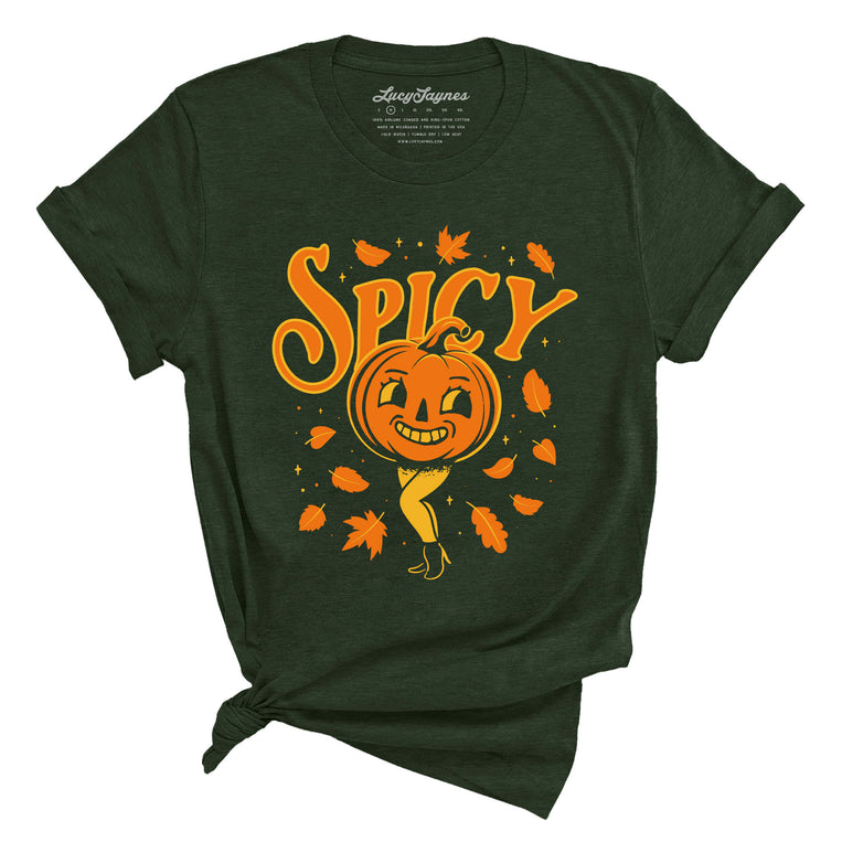 Spicy Pumpkin Graphic Tee - Heather Forest