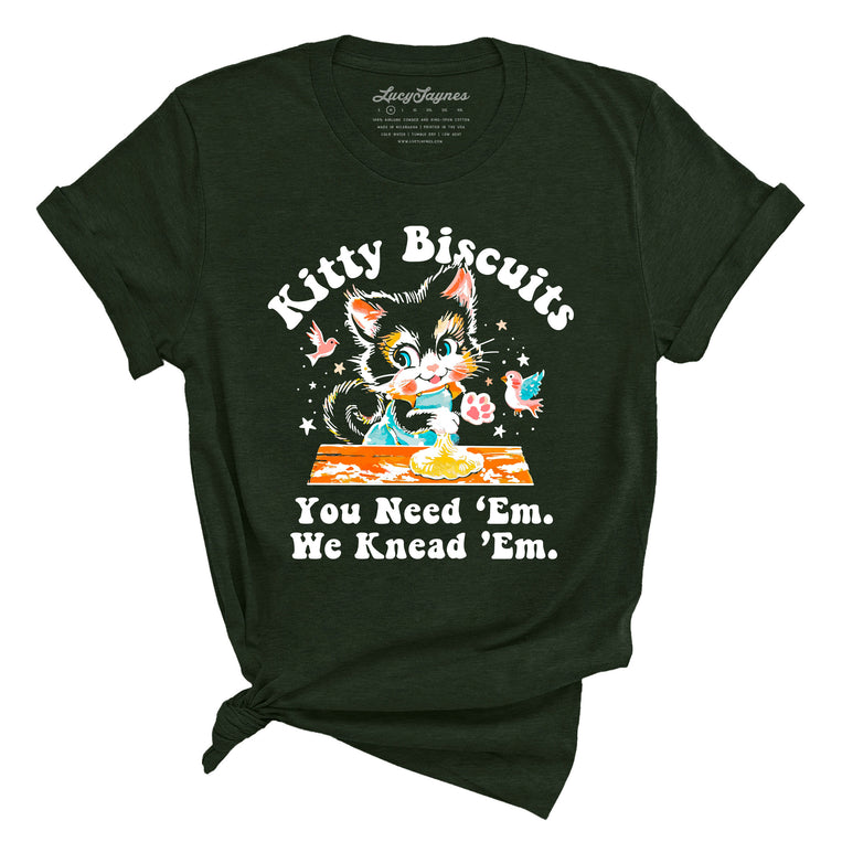 Kitty Biscuits Graphic Tee - Heather Forest