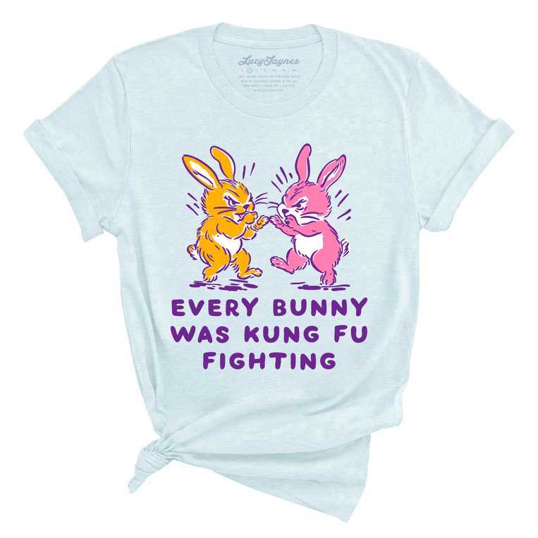 Every Bunny Was Kung Fu Fighting Graphic Tee - Heather Ice Blue