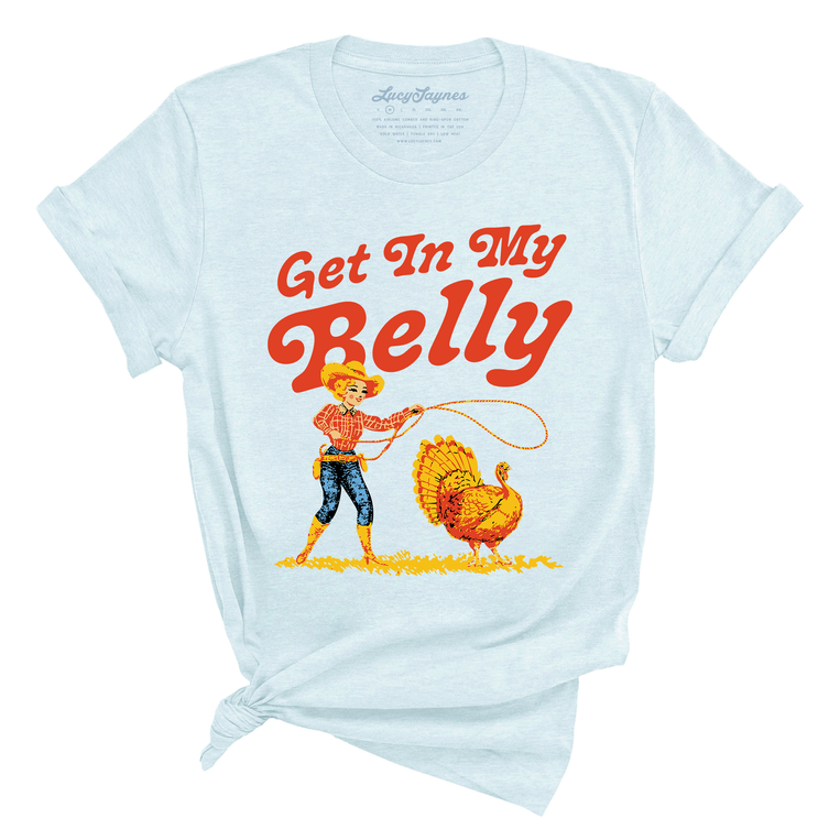 Get In My Belly Graphic Tee - Heather Ice Blue