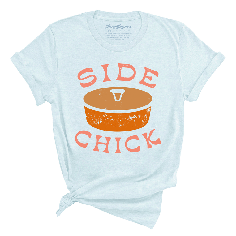Side Chick Graphic Tee - Heather Ice Blue