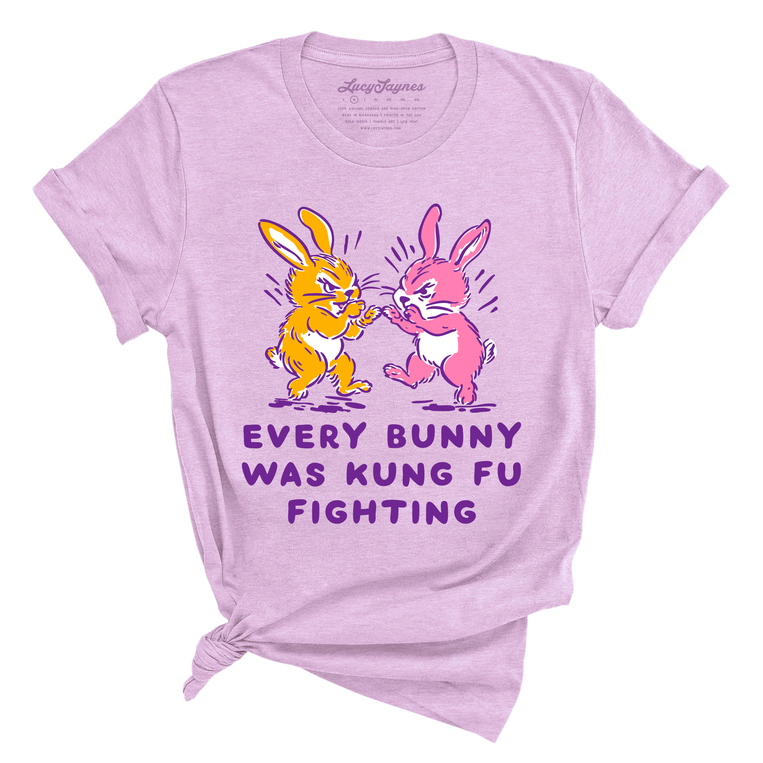 Every Bunny Was Kung Fu Fighting Graphic Tee - Heather Prism Lilac
