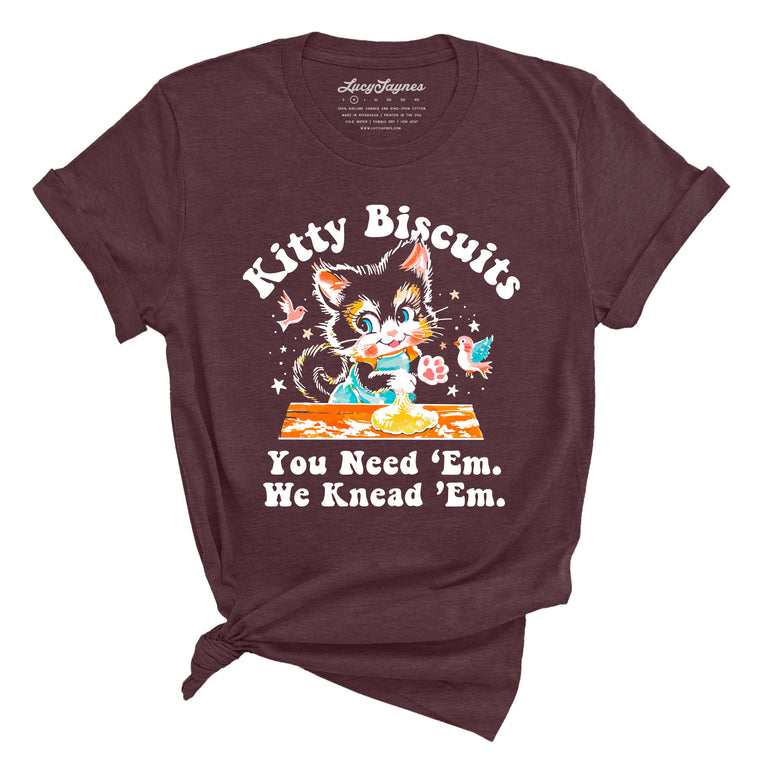 Kitty Biscuits Graphic Tee - Heather Maroon