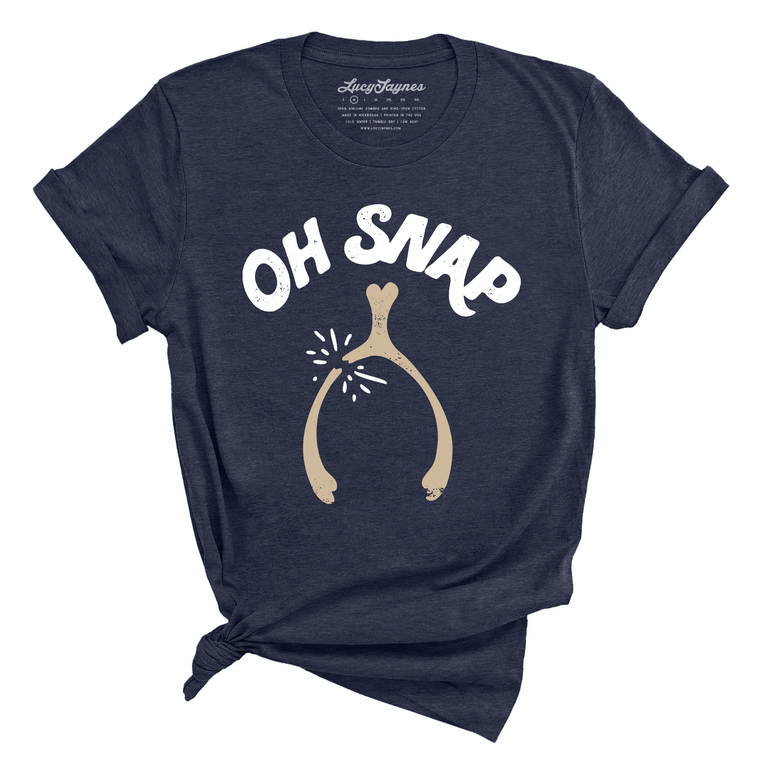Oh Snap Wishbone Graphic Tee - Heather Midnight Navy