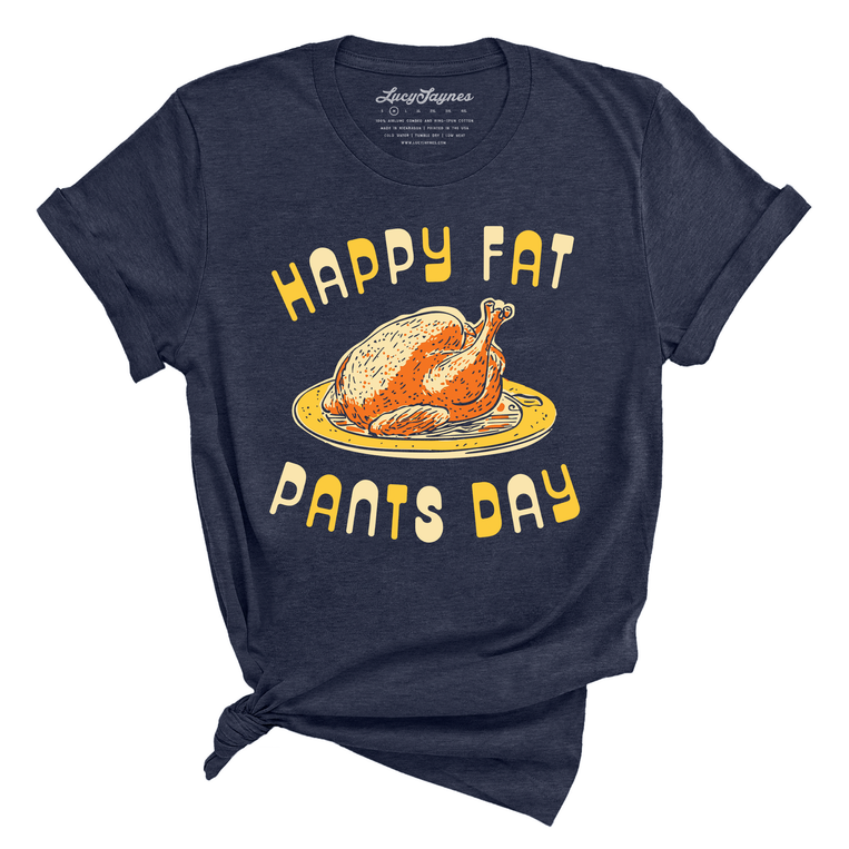 Happy Fat Pants Day Graphic Tee - Heather Midnight Navy