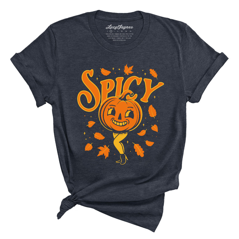 Spicy Pumpkin Graphic Tee - Heather Midnight Navy