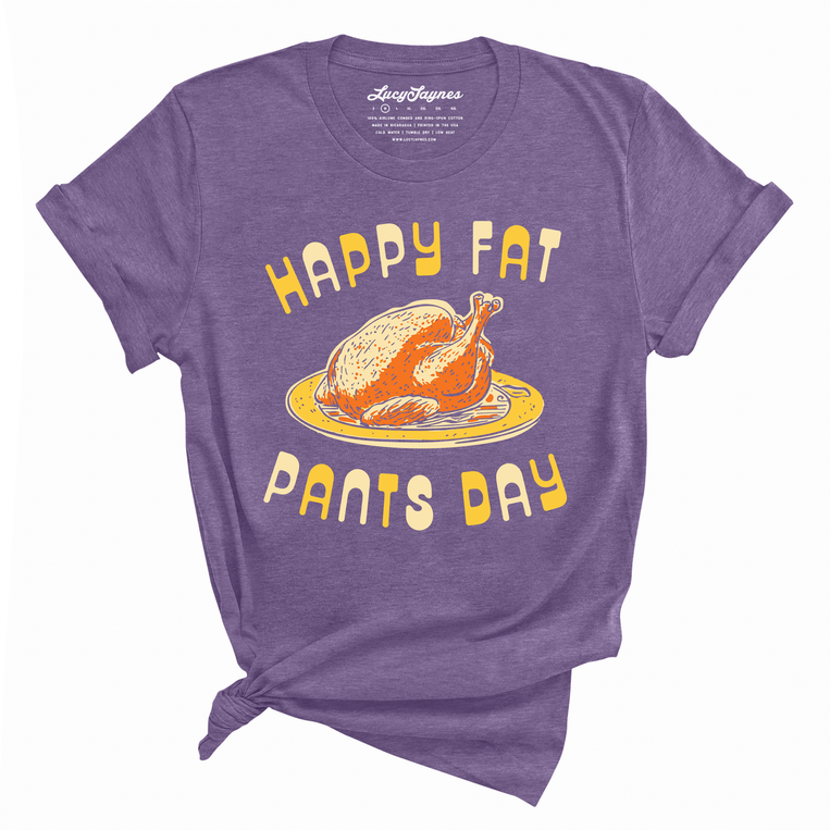 Happy Fat Pants Day Graphic Tee - Heather Team Purple