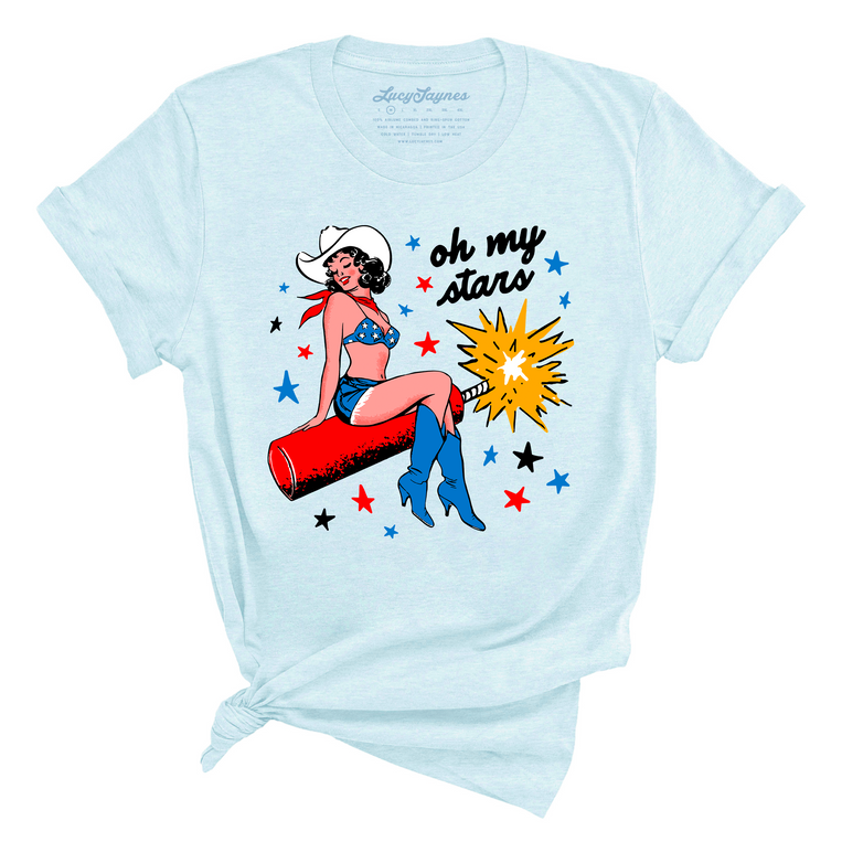 Oh My Stars Graphic Tee - Heather Ice Blue