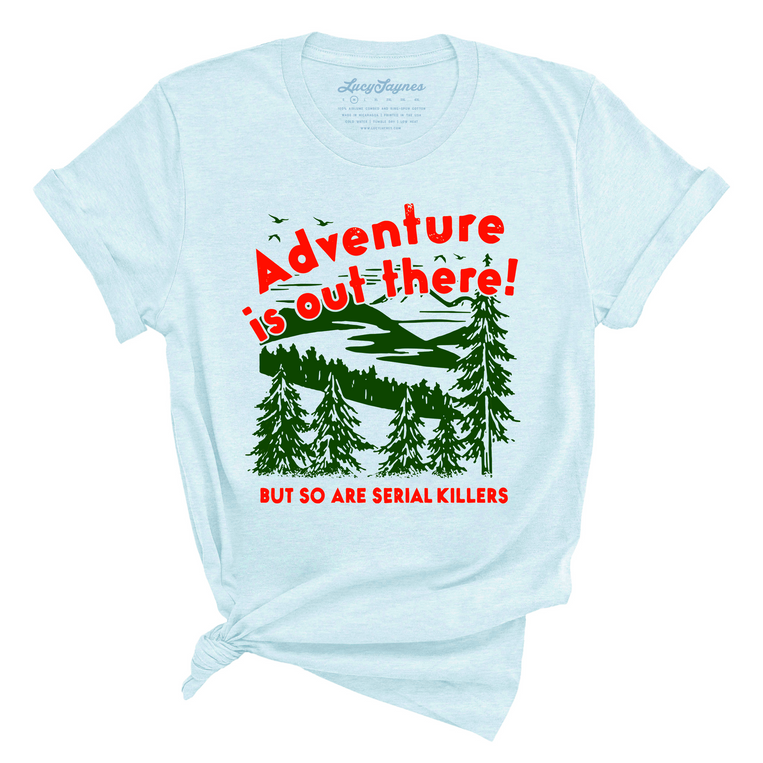 Adventure Is Out There Graphic Tee - Heather Ice Blue