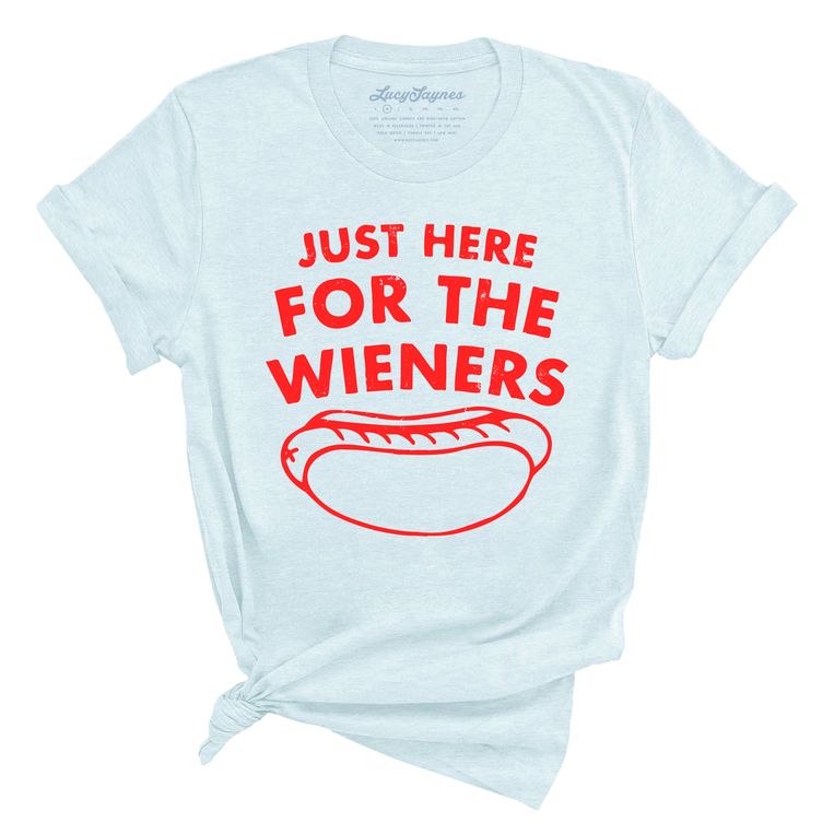 Just Here For The Wieners Graphic Tee - Heather Ice Blue