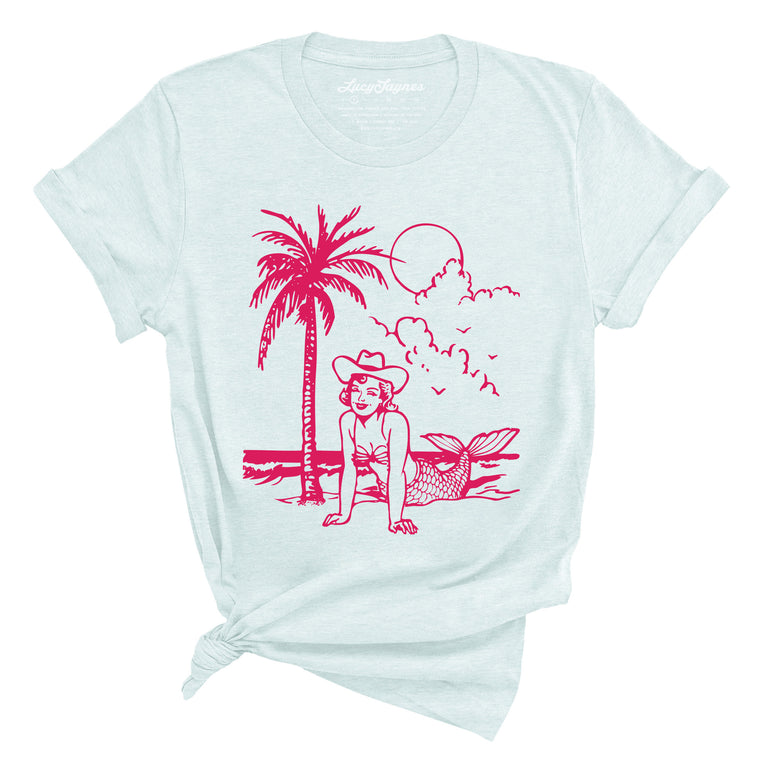 Coastal Cowgirl Graphic Tee - Heather Ice Blue