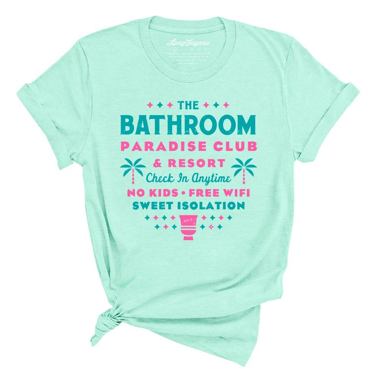 The Bathroom Paradise Club Graphic Tee - Heather Mint