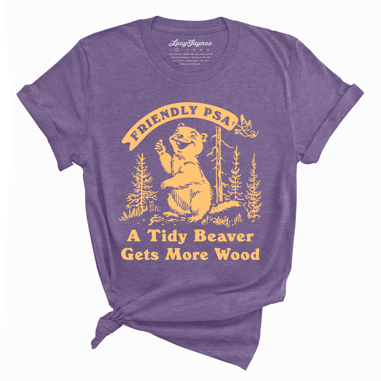 A Tidy Beaver Gets More Wood Graphic Tee - Heather Purple