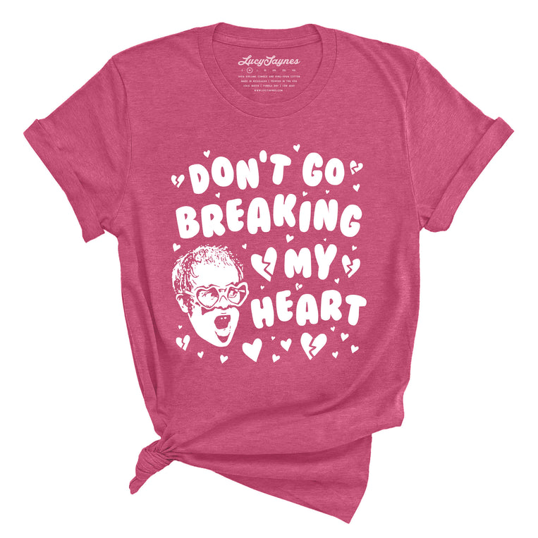 Don't Go Breaking My Heart Graphic Tee - Heather Raspberry