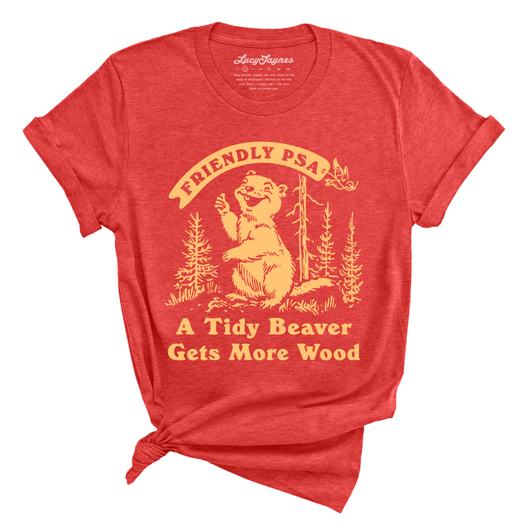 A Tidy Beaver Gets More Wood Graphic Tee - Heather Red