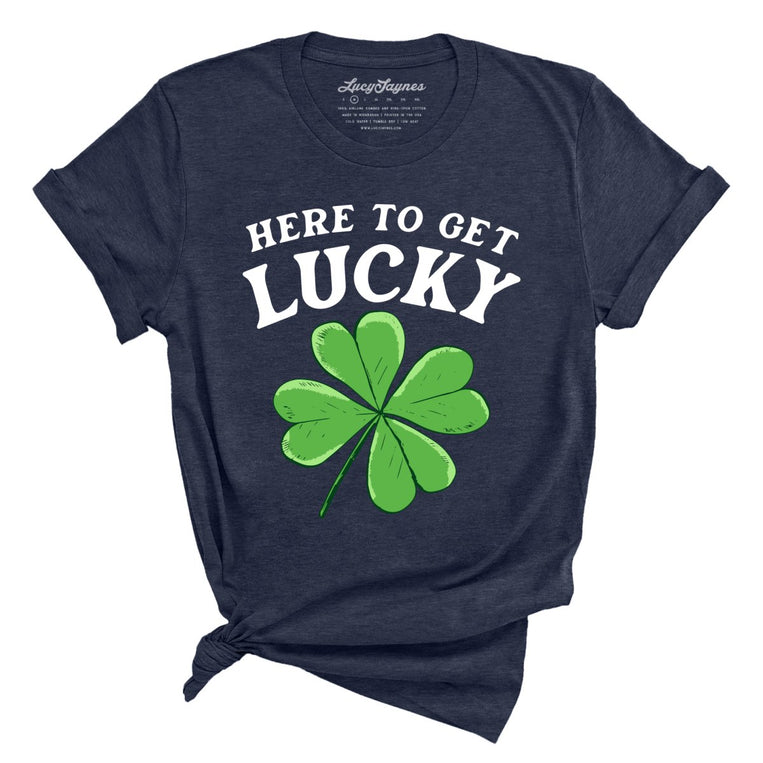 Here To Get Lucky Graphic Tee - Heather Midnight Navy