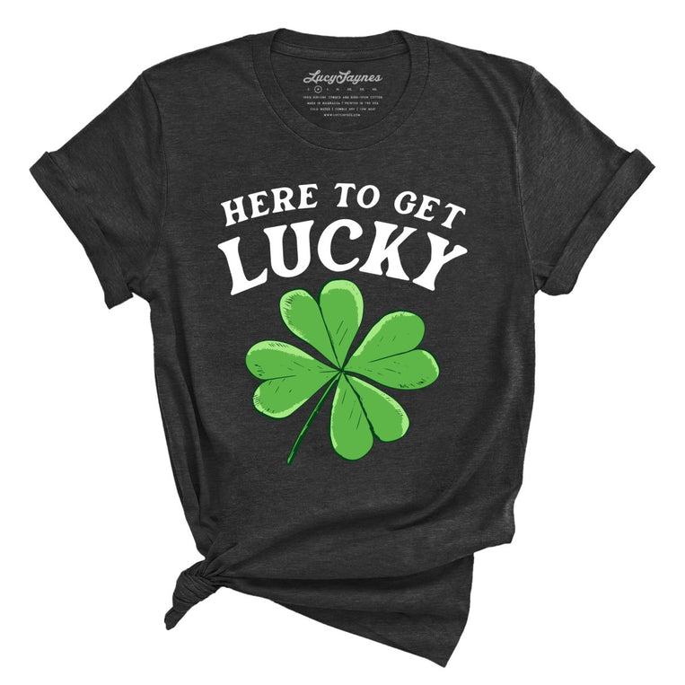 Here To Get Lucky Graphic Tee - Dark Grey Heather