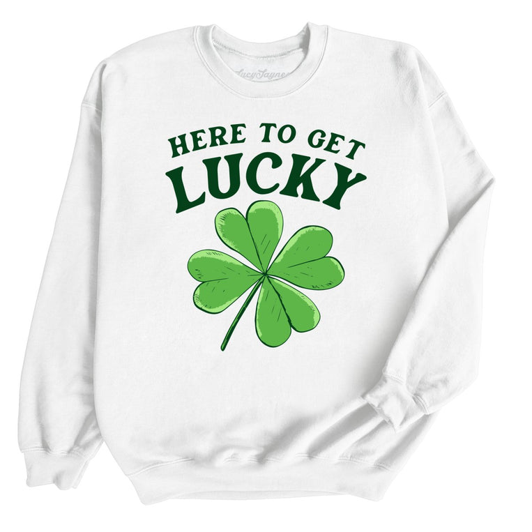 Here To Get Lucky Graphic Sweatshirt - White