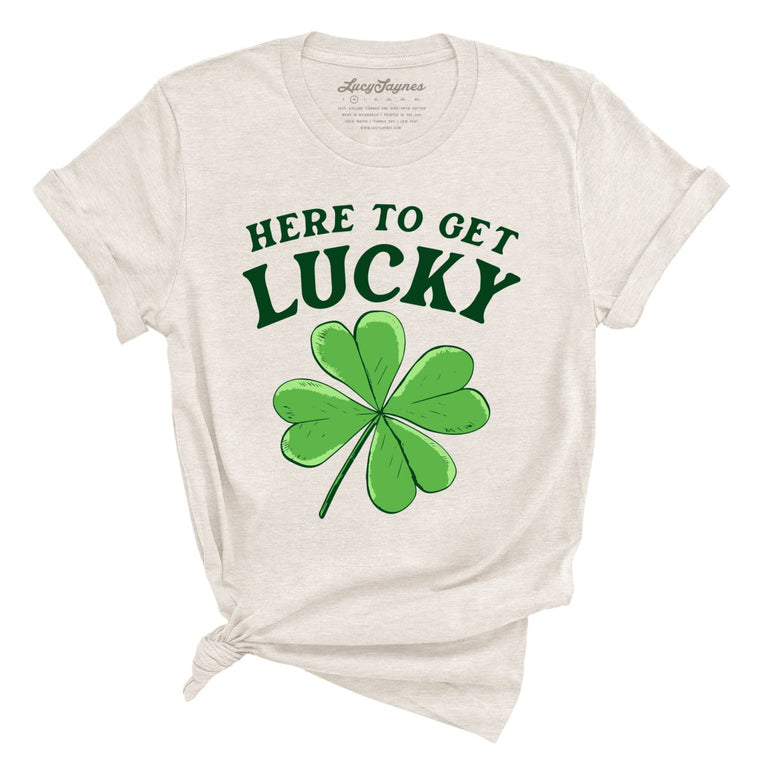 Here To Get Lucky Graphic Tee - Heather Dust