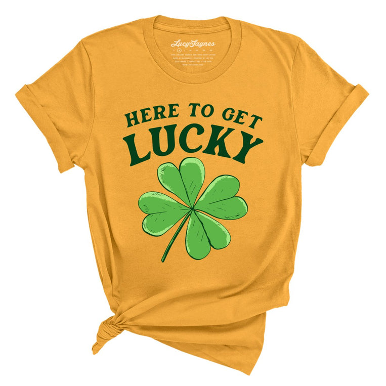 Here To Get Lucky Graphic Tee - Mustard