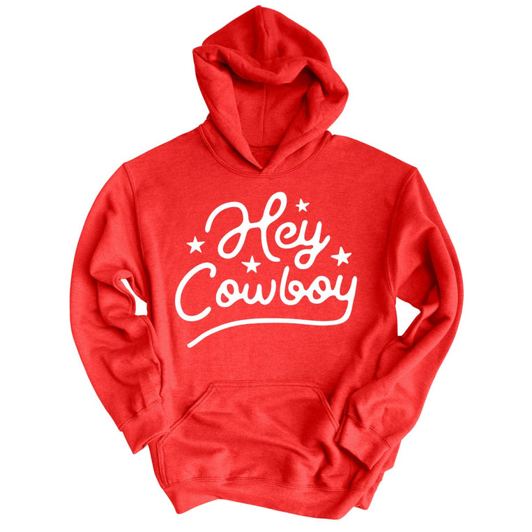 Hey Cowboy Graphic Hoodie - Red