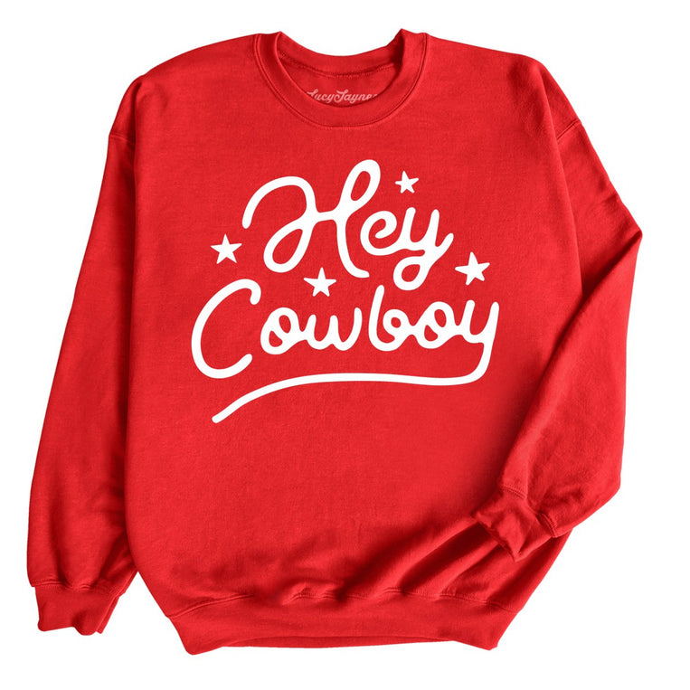 Hey Cowboy Graphic Sweatshirt - Red