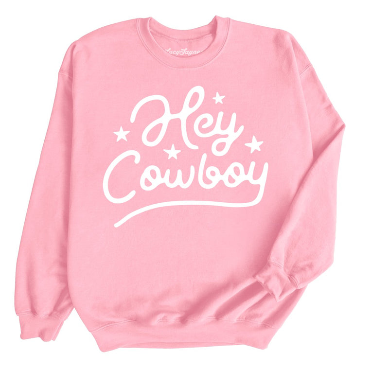 Hey Cowboy Graphic Sweatshirt - Light Pink