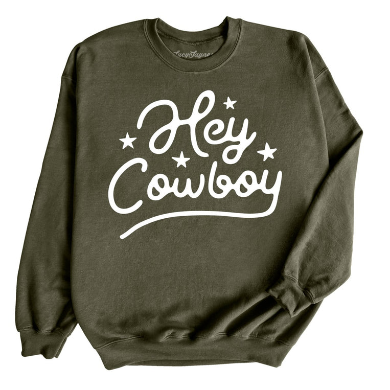 Hey Cowboy Graphic Sweatshirt - Military Green