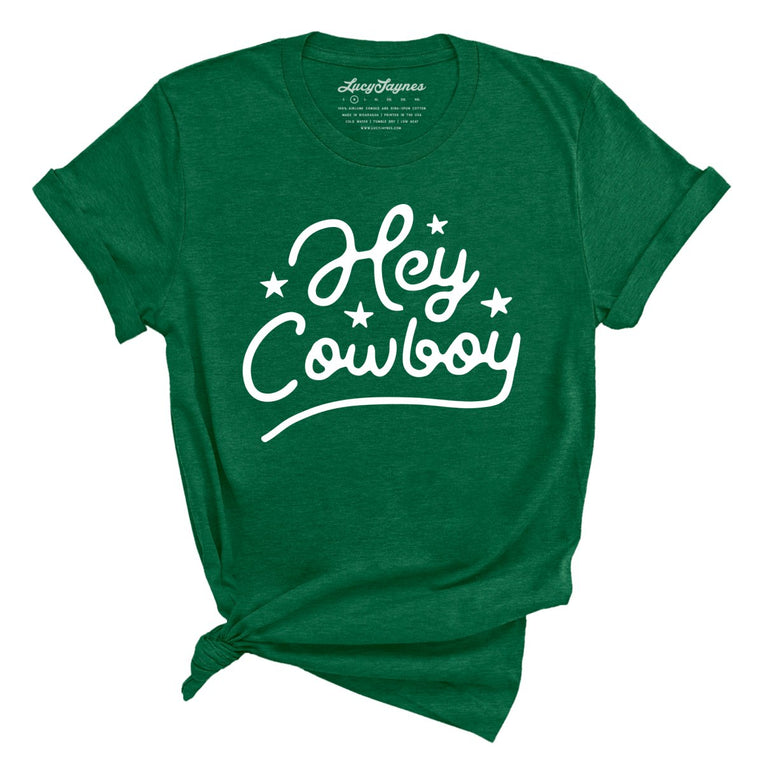 Hey Cowboy Graphic Tee - Heather Grass Green