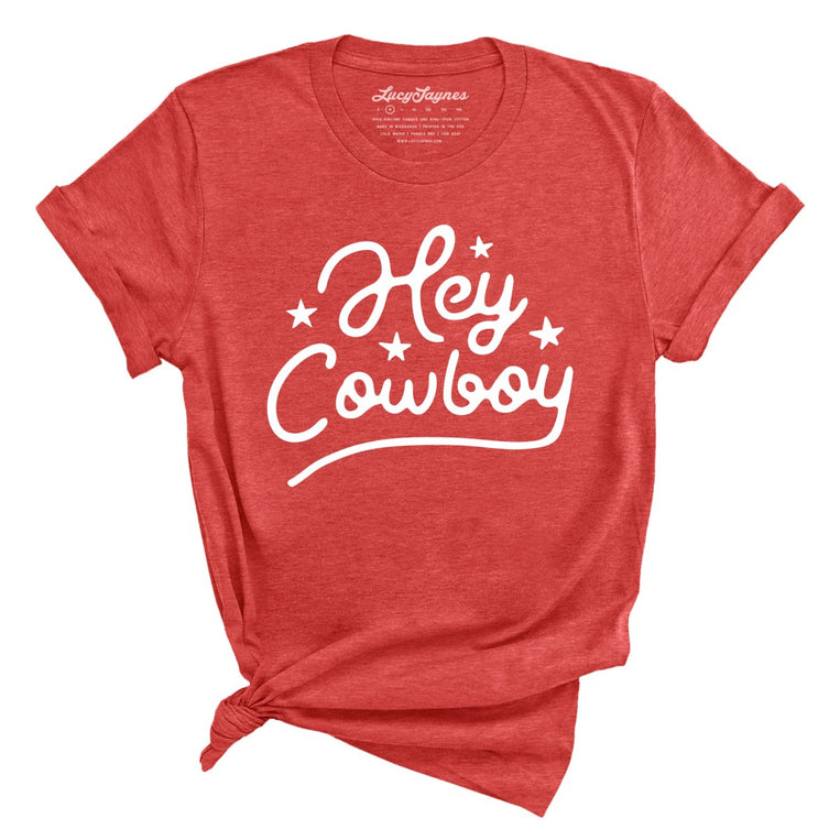 Hey Cowboy Graphic Tee - Heather Red