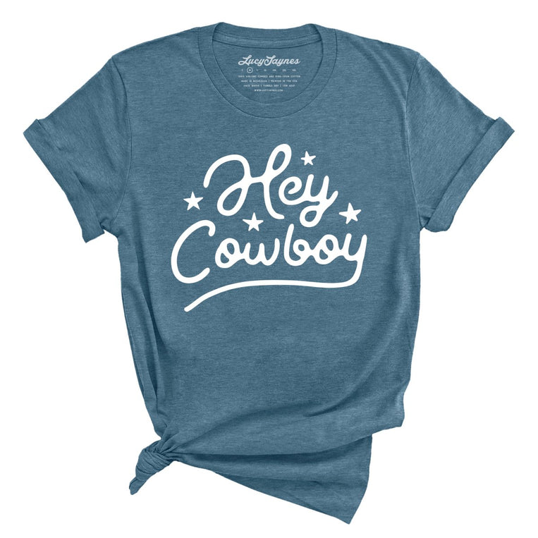 Hey Cowboy Graphic Tee - Heather Deep Teal