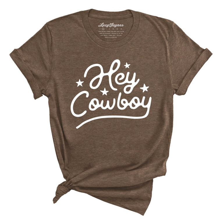 Hey Cowboy Graphic Tee - Heather Brown
