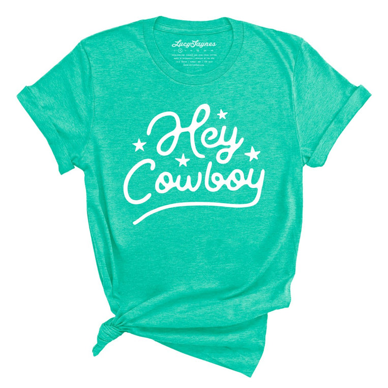 Hey Cowboy Graphic Tee - Heather Sea Green