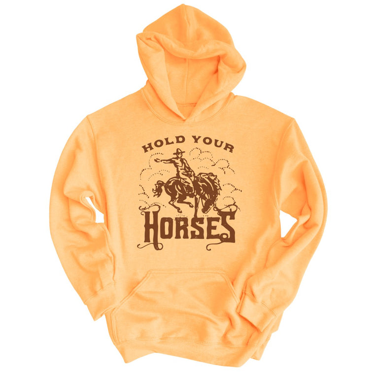 Hold Your Horses Graphic Hoodie - Peach
