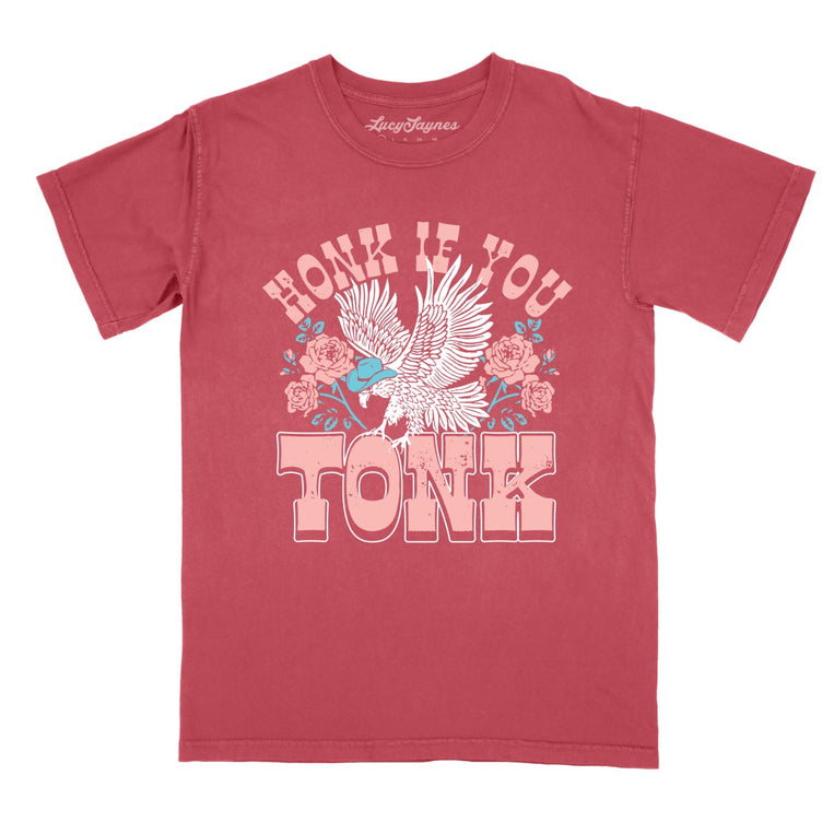 Honk if You Tonk Comfort Colors Graphic Tee - Crimson